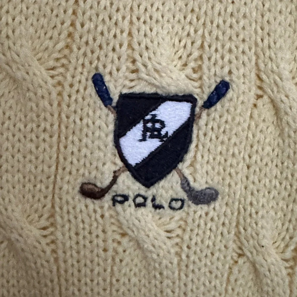 Vintage Polo RALPH LAUREN Cable Knit Sweater Vest Golf Sporty Preppy Size Large - Picture 8 of 10